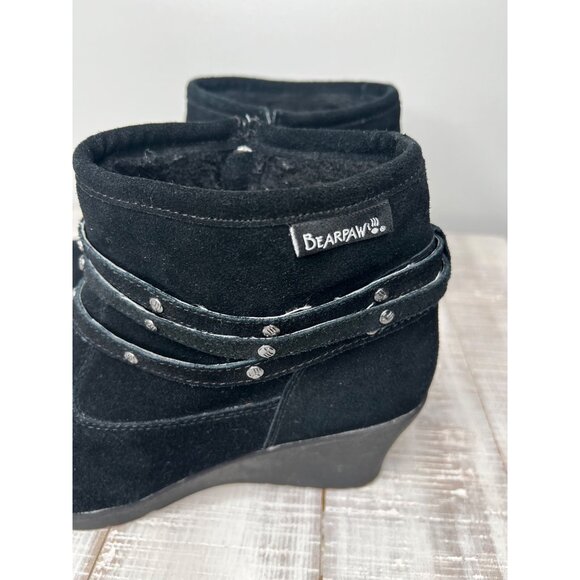 Bearpaw Womens Black Suede Ankle Boots With Side Zipper Size 10 - Picture 5 of 12